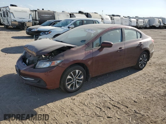 2015 Honda Civic EX with VIN 19XFB2F80FE023355, listed as a Copart auction lot 50503535 with 92,470 mi miles and Salvage Title. Bid and sale history available at DreamBid. Image 1.