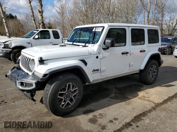 2025 Jeep Wrangler Sahara with VIN 1C4PJXENXSW506251, listed as a Copart auction lot 44613595 with 3,917 mi miles and Clean Title. Bid and sale history available at DreamBid. Image 1.
