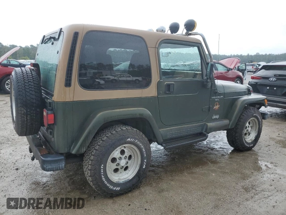 1997 Jeep Wrangler Sahara with VIN 1J4FY49SXVP453369, listed as a Copart auction lot 72826744 with 145,852 mi miles and Salvage Title. Bid and sale history available at carsss.com. Image 3.