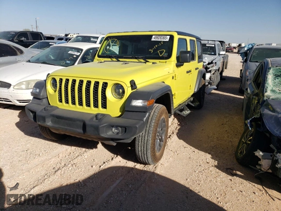 2024 Jeep Wrangler Sport S with VIN 1C4PJXDN0RW105903, listed as a Copart auction lot 49928365 with 6,297 mi miles and Salvage Title. Bid and sale history available at carsss.com. Image 1.