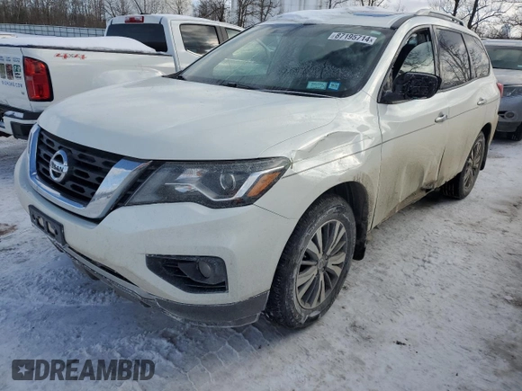 2017 Nissan Pathfinder SV with VIN 5N1DR2MM7HC610550, listed as a Copart auction lot 87195714 with 54,066 mi miles and Salvage Title. Bid and sale history available at carsss.com. Image 1.