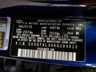 2019 Kia Optima S with VIN 5XXGT4L30KG289823, listed as a Copart auction lot 53204805 with 80,122 mi miles and Salvage Title. Bid and sale history available at carsss.com. Image 14.
