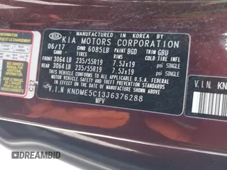 2018 Kia Sedona SX-L with VIN KNDME5C13J6376288, listed as a IAAI auction lot 40947775 with 94,476 mi miles. Bid and sale history available at carsss.com. Image 9.