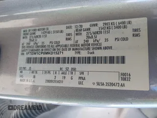 2021 Ford F-150 XL with VIN 1FTEW1CP8MKD15271, listed as a IAAI auction lot 40776398 with Not provided miles and . Bid and sale history available at DreamBid. Image 9.