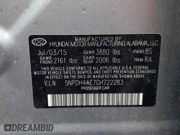 2016 Hyundai Elantra SE with VIN 5NPDH4AE7GH722283, listed as a Copart auction lot 51063485 with 128,892 mi miles and Salvage Title. Bid and sale history available at carsss.com. Image 12.