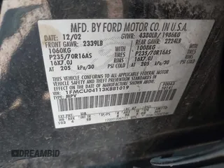 2003 Ford Escape Limited with VIN 1FMCU04113KB81019, listed as a IAAI auction lot 42415792 with 254,698 mi miles and . Bid and sale history available at DreamBid. Image 9.