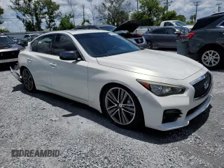 2015 Infiniti Q50 Sport with VIN JN1BV7AP4FM344160, listed as a Copart auction lot 61480985 with 99,666 mi miles and Salvage title. Bid and sale history available at DreamBid. Image 4.