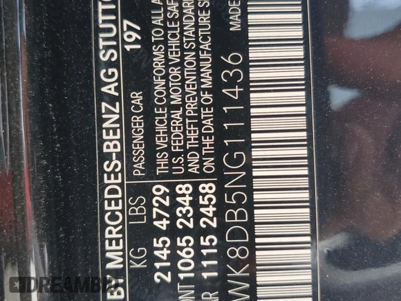 2022 Mercedes-Benz C 300 with VIN W1KWK8DB5NG111436, listed as a Copart auction lot 65630494 with 72,767 mi miles and Salvage Title. Bid and sale history available at DreamBid. Image 12.