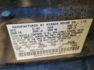 2003 Nissan Altima S with VIN 1N4AL11D93C212911, listed as a Copart auction lot 42737495 with 215,394 mi miles and Salvage Title. Bid and sale history available at carsss.com. Image 12.