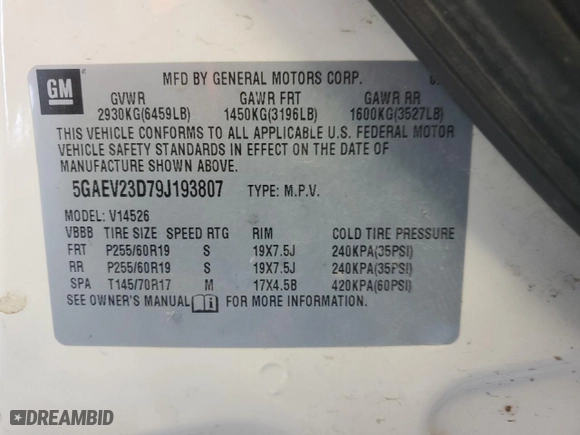 2009 Buick Enclave CXL with VIN 5GAEV23D79J193807, listed as a Copart auction lot 72084164 with 210,589 mi miles and Clean Title. Bid and sale history available at carsss.com. Image 14.
