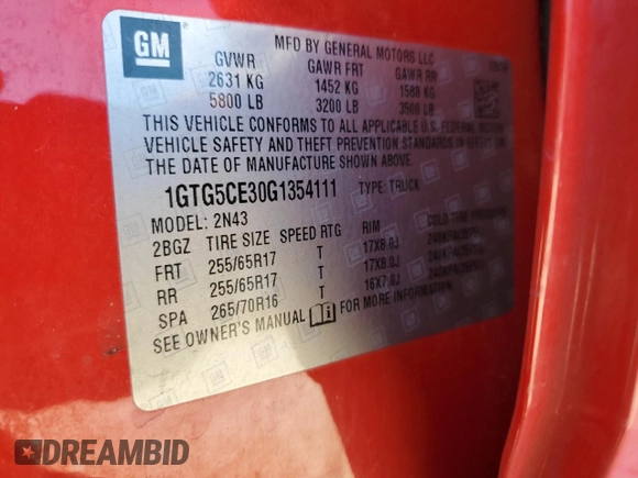 2016 GMC Canyon 2WD SLE with VIN 1GTG5CE30G1354111, listed as a Copart auction lot 41798895 with 112,365 mi miles and Salvage Title. Bid and sale history available at carsss.com. Image 12.