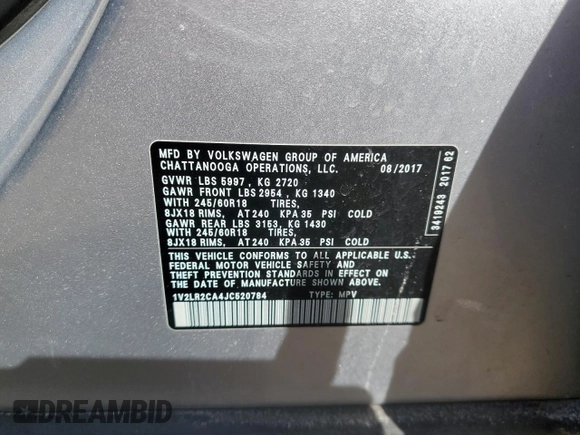 2018 Volkswagen Atlas SE z VIN 1V2LR2CA4JC520784, wystawiony jako Copart lot #47421325 z przebiegiem 170 018 mil mil oraz Szkoda całkowita • Salvage title. Historia ofert i sprzedaży dostępna na DreamBid. Obrazek 13.