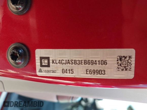 2014 Buick Encore with VIN KL4CJASB3EB694106, listed as a IAAI auction lot 42079224 with 181,435 mi miles. Bid and sale history available at carsss.com. Image 9.