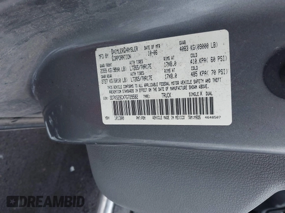 2007 Dodge 2500 Laramie with VIN 3D7KS29CX7G729582, listed as a IAAI auction lot 41555836 with 244,346 mi miles and . Bid and sale history available at DreamBid. Image 9.