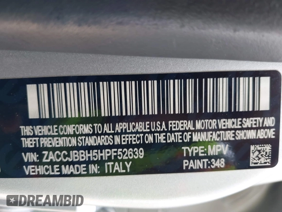 2017 Jeep Renegade Altitude with VIN ZACCJBBH5HPF52639, listed as a IAAI auction lot 41810491 with 86,486 mi miles and . Bid and sale history available at DreamBid. Image 9.
