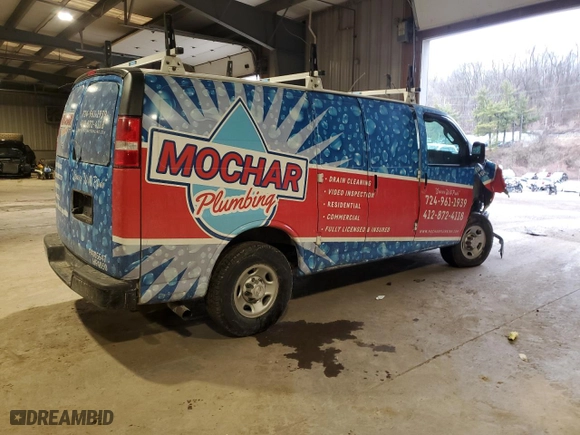 2019 Chevrolet Express Cargo Van with VIN 1GCWGAFP1K1170896, listed as a Copart auction lot 46810785 with 0 mi miles and Salvage Title. Bid and sale history available at carsss.com. Image 3.