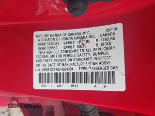 2018 Honda Civic EX с VIN 2HGFC2F78JH604394, выставлен на аукционе IAAI как лот 42106854 с пробегом 69 000 миль миль и . История ставок и продаж доступна на DreamBid. Изображение 9.