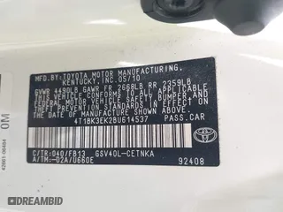 2011 Toyota Camry LE with VIN 4T1BK3EK2BU614537, listed as a IAAI auction lot 42124494 with 111,718 mi miles. Bid and sale history available at carsss.com. Image 9.