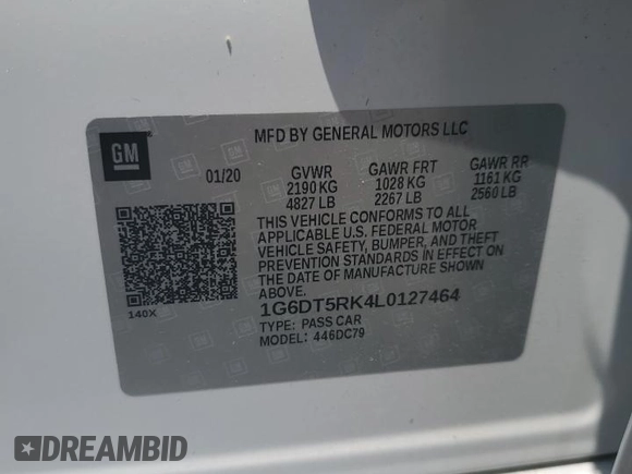 2020 Cadillac CT5 Premium Luxury с VIN 1G6DT5RK4L0127464, выставлен на аукционе Copart как лот 63096805 с пробегом 22 380 миль миль и Списание • Salvage title. История ставок и продаж доступна на DreamBid. Изображение 12.