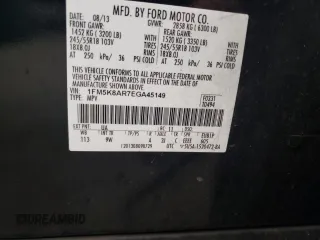 2014 Ford Utility Police Interceptor with VIN 1FM5K8AR7EGA45149, listed as a Copart auction lot 44045135 with 0 mi miles and Salvage Title. Bid and sale history available at carsss.com. Image 13.