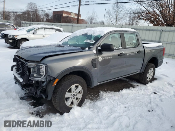 2024 Ford Ranger XL with VIN 1FTER4PH1RLE27021, listed as a Copart auction lot 43577965 with 7,685 mi miles and Salvage Title. Bid and sale history available at carsss.com. Image 1.
