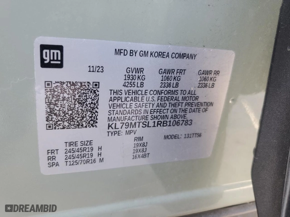 2024 Chevrolet TrailBlazer RS with VIN KL79MTSL1RB106783, listed as a Copart auction lot 50127865 with 17,968 mi miles and Salvage Title. Bid and sale history available at carsss.com. Image 14.