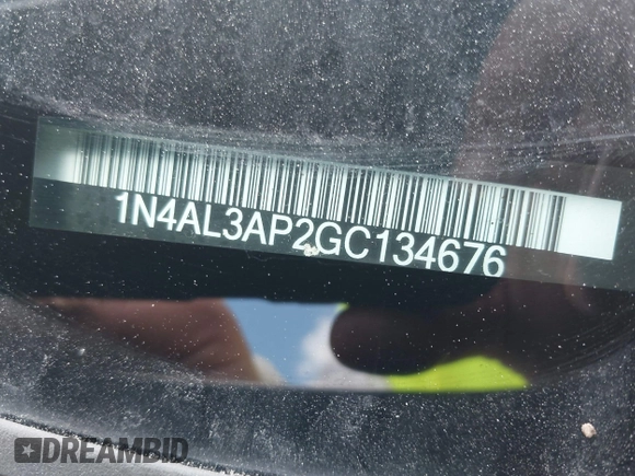 2016 Nissan Altima SR with VIN 1N4AL3AP2GC134676, listed as a IAAI auction lot 42029805 with 185,603 mi miles and . Bid and sale history available at DreamBid. Image 9.