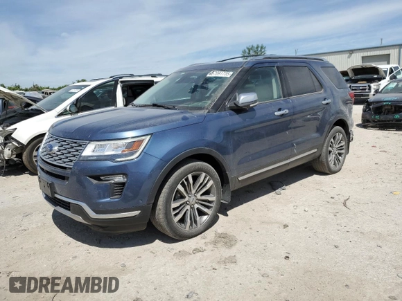 2018 Ford Explorer Platinum z VIN 1FM5K8HT3JGB02703, wystawiony jako Copart lot #57091735 z przebiegiem 90 921 mil mil oraz Szkoda całkowita • Salvage title. Historia ofert i sprzedaży dostępna na DreamBid. Obrazek 1.
