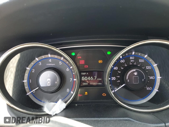 2013 Hyundai Sonata GLS with VIN 5NPEB4AC6DH569671, listed as a Copart auction lot 47434375 with 97,353 mi miles and Salvage Title. Bid and sale history available at carsss.com. Image 9.