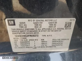 2015 Chevrolet Suburban LS with VIN 1GNSCHKC2FR606272, listed as a Copart auction lot 41428425 with 0 mi miles and Non Repairable. Bid and sale history available at carsss.com. Image 13.
