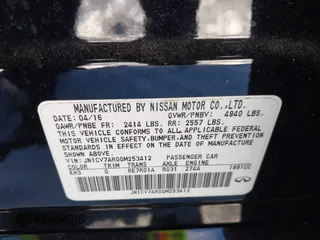 2016 Infiniti Q50 2.0t Premium with VIN JN1CV7AR0GM253412, listed as a IAAI auction lot 41223814 with 45,185 mi miles. Bid and sale history available at carsss.com. Image 9.