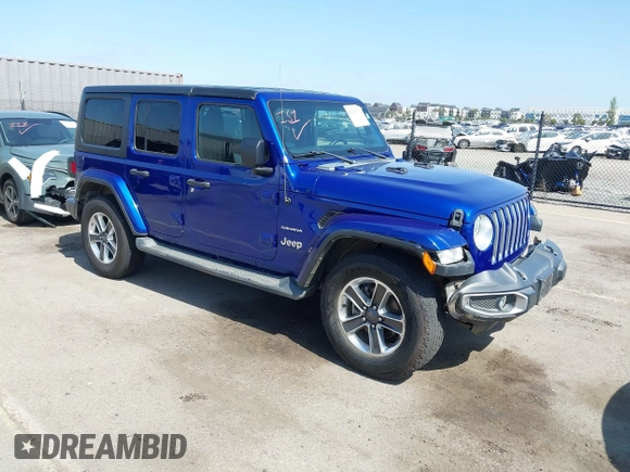 2018 Jeep Wrangler Unlimited Sahara z VIN 1C4HJXEG2JW211116, wystawiony jako IAAI lot #42250718 z przebiegiem 67 771 mil mil oraz . Historia ofert i sprzedaży dostępna na DreamBid. Obrazek 1.