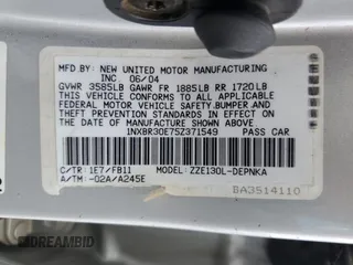 2005 Toyota Corolla CE with VIN 1NXBR30E75Z371549, listed as a Copart auction lot 51363125 with 295,795 mi miles and Clean Title. Bid and sale history available at DreamBid. Image 12.