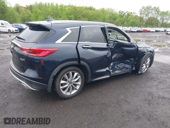 2020 Infiniti QX50 Luxe with VIN 3PCAJ5M3XLF107050, listed as a IAAI auction lot 42176146 with 54,347 mi miles and . Bid and sale history available at DreamBid. Image 4.