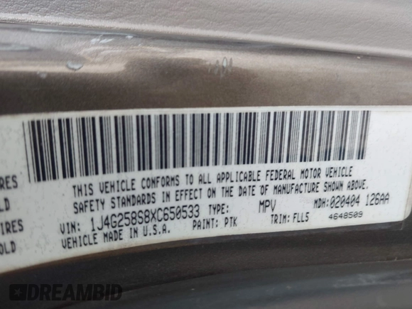 1999 Jeep Grand Cherokee Laredo с VIN 1J4G258S8XC650533, выставлен на аукционе IAAI как лот 41583331 с пробегом 245 164 миль миль и . История ставок и продаж доступна на DreamBid. Изображение 9.