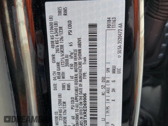 2024 Ford Super Duty F-250 SRW XL with VIN 1FT8W2BTXRED69906, listed as a Copart auction lot 47648225 with 7,381 mi miles and Salvage Title. Bid and sale history available at carsss.com. Image 13.