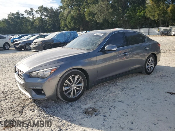 2021 Infiniti Q50 Pure with VIN JN1EV7APXMM701738, listed as a Copart auction lot 74363854 with 49,907 mi miles and Clean title. Bid and sale history available at DreamBid. Image 1.