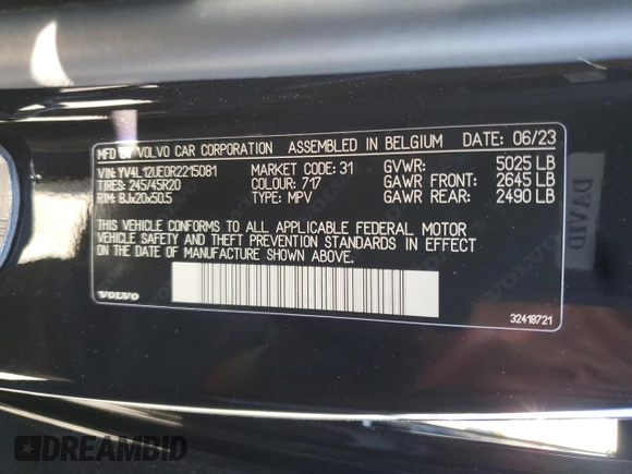 2024 Volvo XC40 Plus Bright Theme z VIN YV4L12UE0R2215081, wystawiony jako Copart lot #87918425 z przebiegiem 19 841 mil mil oraz Szkoda całkowita • Salvage title. Historia ofert i sprzedaży dostępna na DreamBid. Obrazek 13.