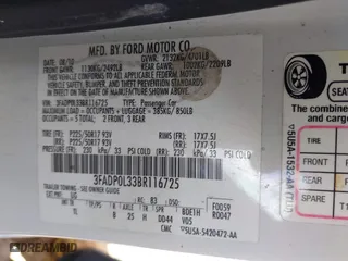 2011 Ford Fusion Hybrid with VIN 3FADP0L33BR116725, listed as a IAAI auction lot 42001023 with 172,845 mi miles. Bid and sale history available at carsss.com. Image 9.