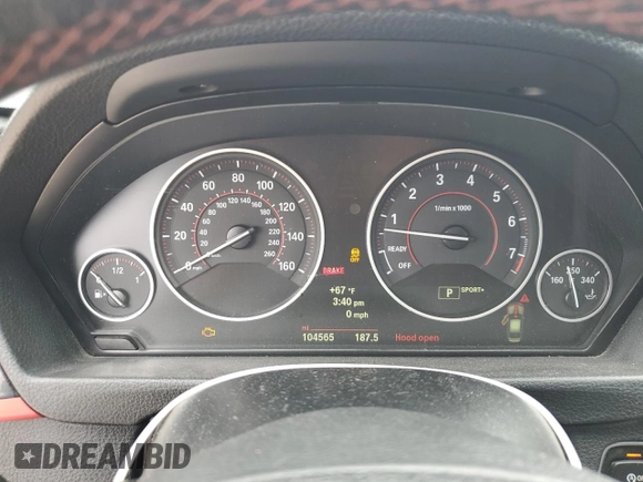 2014 BMW 3 Series 335i with VIN WBA3A9G50ENR97346, listed as a Copart auction lot 51035095 with 104,565 mi miles and Salvage Title. Bid and sale history available at carsss.com. Image 9.