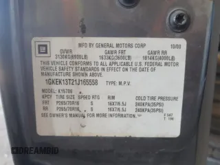 2001 GMC Yukon SLT z VIN 1GKEK13T21J165558, wystawiony jako Copart lot #52200565 z przebiegiem 291 699 mil mil oraz Szkoda całkowita • Salvage title. Historia ofert i sprzedaży dostępna na DreamBid. Obrazek 13.