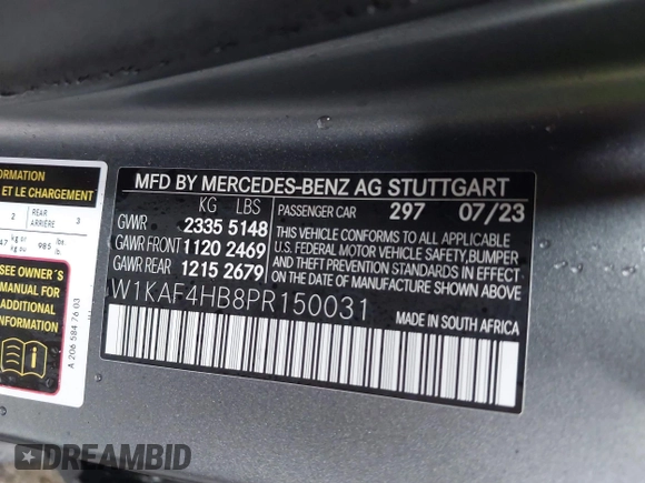 2023 Mercedes-Benz C 300 with VIN W1KAF4HB8PR150031, listed as a IAAI auction lot 42186906 with 14,816 mi miles and . Bid and sale history available at DreamBid. Image 9.