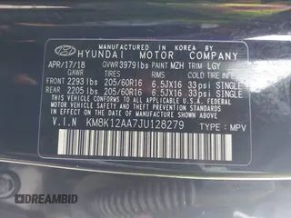 2018 Hyundai Kona SE with VIN KM8K12AA7JU128279, listed as a IAAI auction lot 41456296 with 100,977 mi miles and . Bid and sale history available at DreamBid. Image 9.