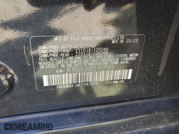 2013 Subaru Impreza Sedan WRX WRX STI with VIN JF1GV8J6XDL022549, listed as a Copart auction lot 65995674 with 141,197 mi miles and Salvage Title. Bid and sale history available at carsss.com. Image 15.