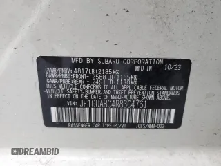 2024 Subaru Impreza with VIN JF1GUABC4R8304761, listed as a Copart auction lot 46103015 with 9,018 mi miles and Salvage Title. Bid and sale history available at carsss.com. Image 14.