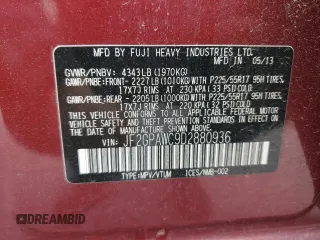 2013 Subaru Crosstrek Premium с VIN JF2GPAWC9D2880936, выставлен на аукционе Copart как лот 58246835 с пробегом 148 010 миль миль и Чистый • Clean title. История ставок и продаж доступна на DreamBid. Изображение 13.