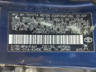 2007 Toyota Corolla CE z VIN JTDBR32E270124094, wystawiony jako Copart lot #58199945 z przebiegiem 115 398 mil mil oraz Szkoda całkowita • Salvage title. Historia ofert i sprzedaży dostępna na DreamBid. Obrazek 12.