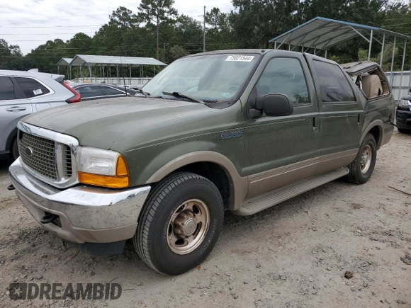2000 Ford Excursion Limited with VIN 1FMNU42L5YEC60493, listed as a Copart auction lot 75021544 with 316,622 mi miles and Salvage title. Bid and sale history available at DreamBid. Image 1.