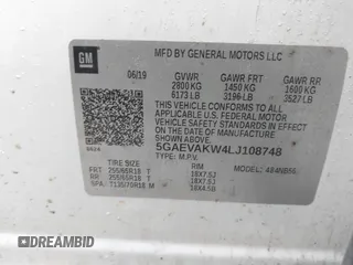 2020 Buick Enclave Essence with VIN 5GAEVAKW4LJ108748, listed as a IAAI auction lot 41661528 with 100,191 mi miles and . Bid and sale history available at DreamBid. Image 9.