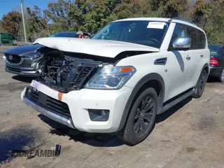 2018 Nissan Armada Platinum with VIN JN8AY2NE4J9735109, listed as a IAAI auction lot 41805637 with 186,219 mi miles. Bid and sale history available at carsss.com. Image 17.